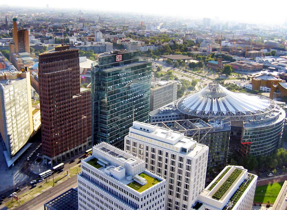 downtown-Berlin-aerial - An aerial view of Berlin's downtown. 