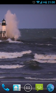 Lighthouse in Stormy Waves HD