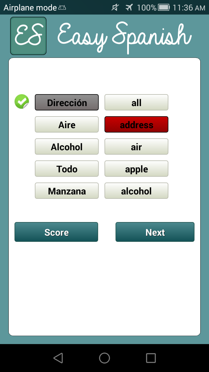 Learning Spanish Screen 3