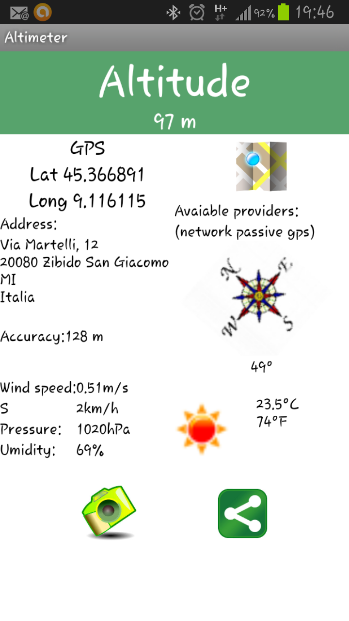 Altimeter GPS with weather Screen 1