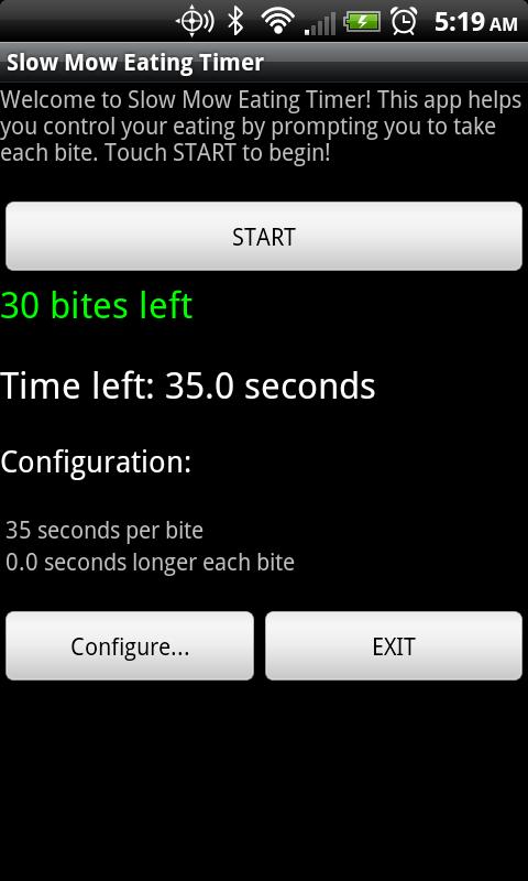 Android application SlowMow Eating Timer screenshort