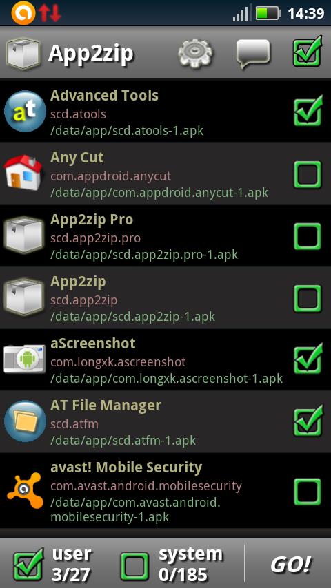 Android application App2zip Pro screenshort