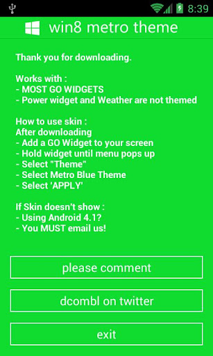 GOWidget - Win8 Green Theme