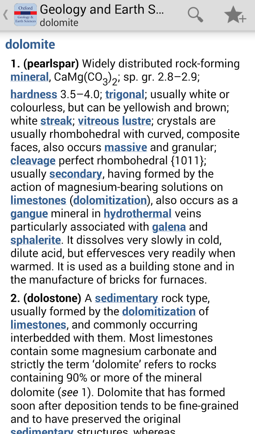 Oxford Dictionary of Geology Screen 1
