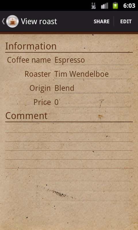Coffee Journal Online Screen 2