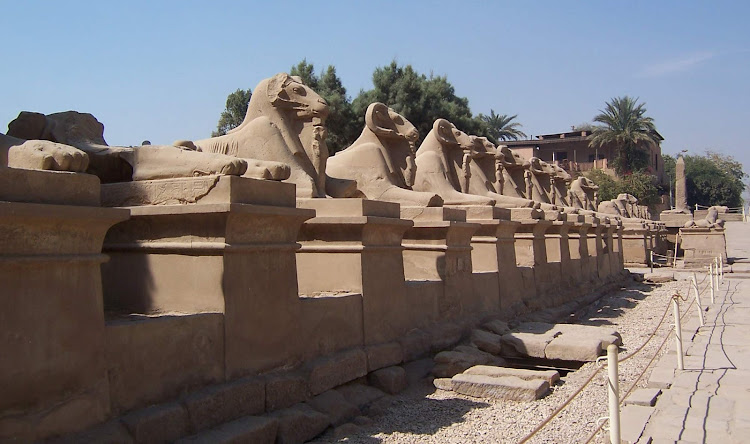 Ram statues at Karnak Temple complex at Luxor, Egypt.