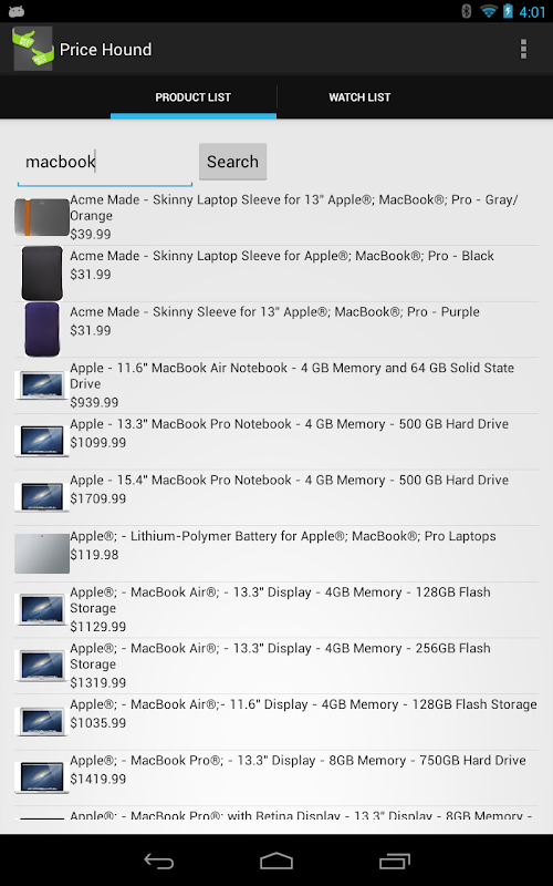 Android application Price Hound for BestBuy screenshort