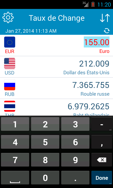 Android application Currency Exchange Rates screenshort