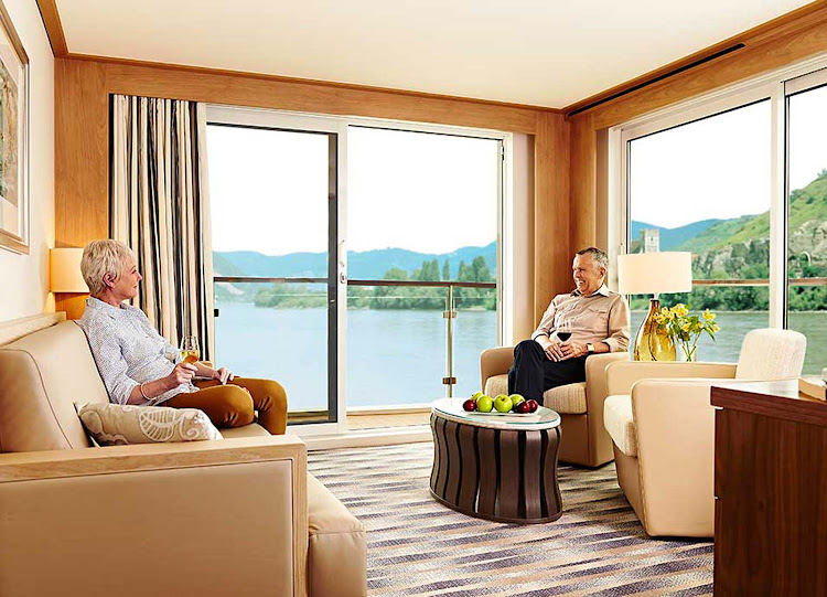 Spend  quality time with your partner in the private lounge  of your stateroom during your Viking River cruise through Europe's waterways. 