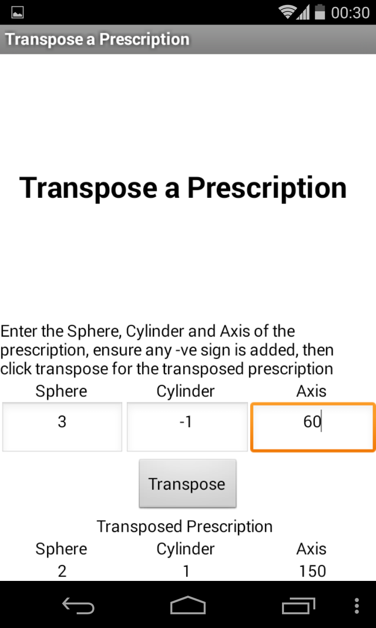 Transpose a Prescription Screen 2