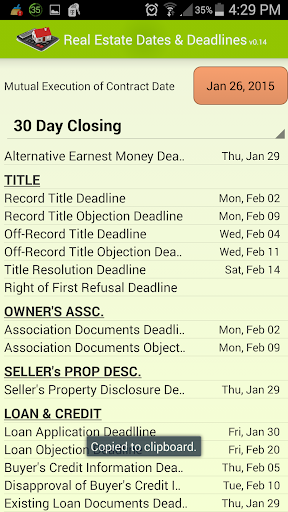 Real Estate Dates Deadlines