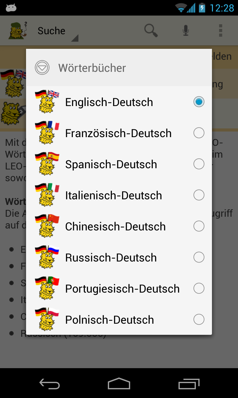 Android application LEO dictionary screenshort