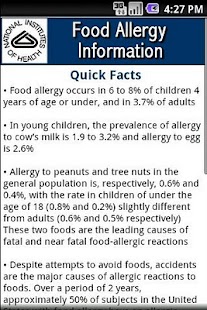 NIH: Food Allergy Information Screenshots 1