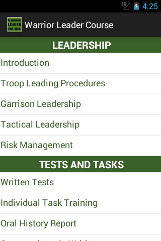 Warrior Leader Course Screen 1