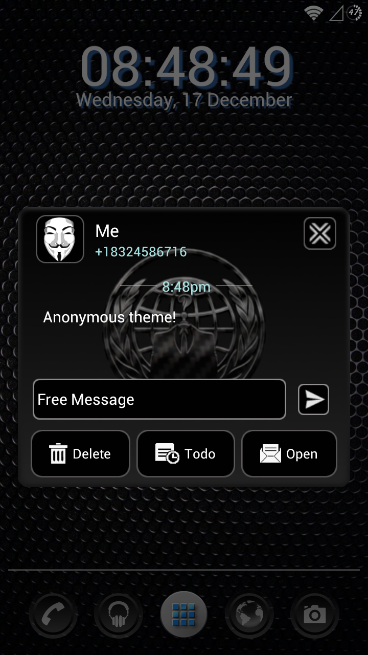 ANONYMOUS THEME FOR GO SMS Screen 1