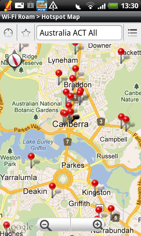 Canberra Free Wifi Map