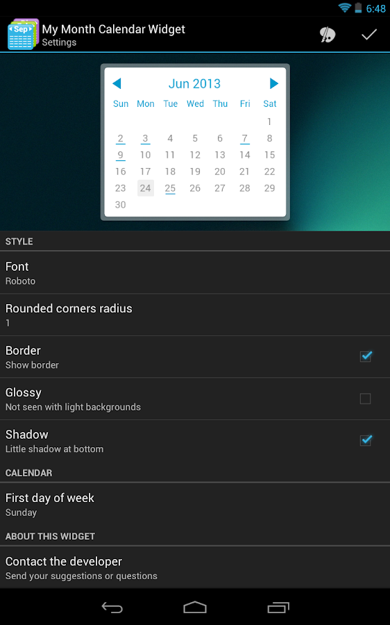 My Month Calendar Widget - screenshot