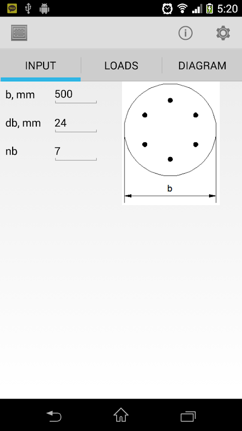 Android application Concrete Column Design screenshort