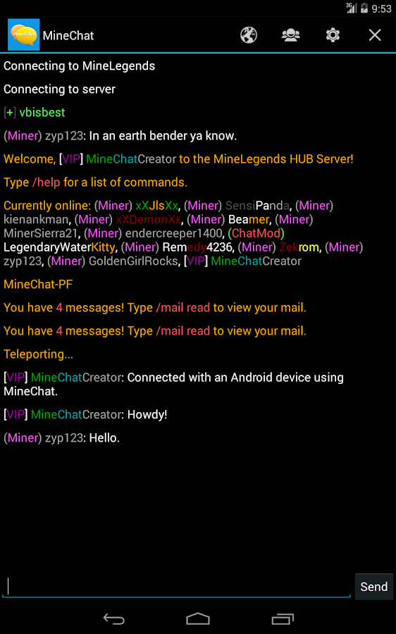 MineChat - screenshot