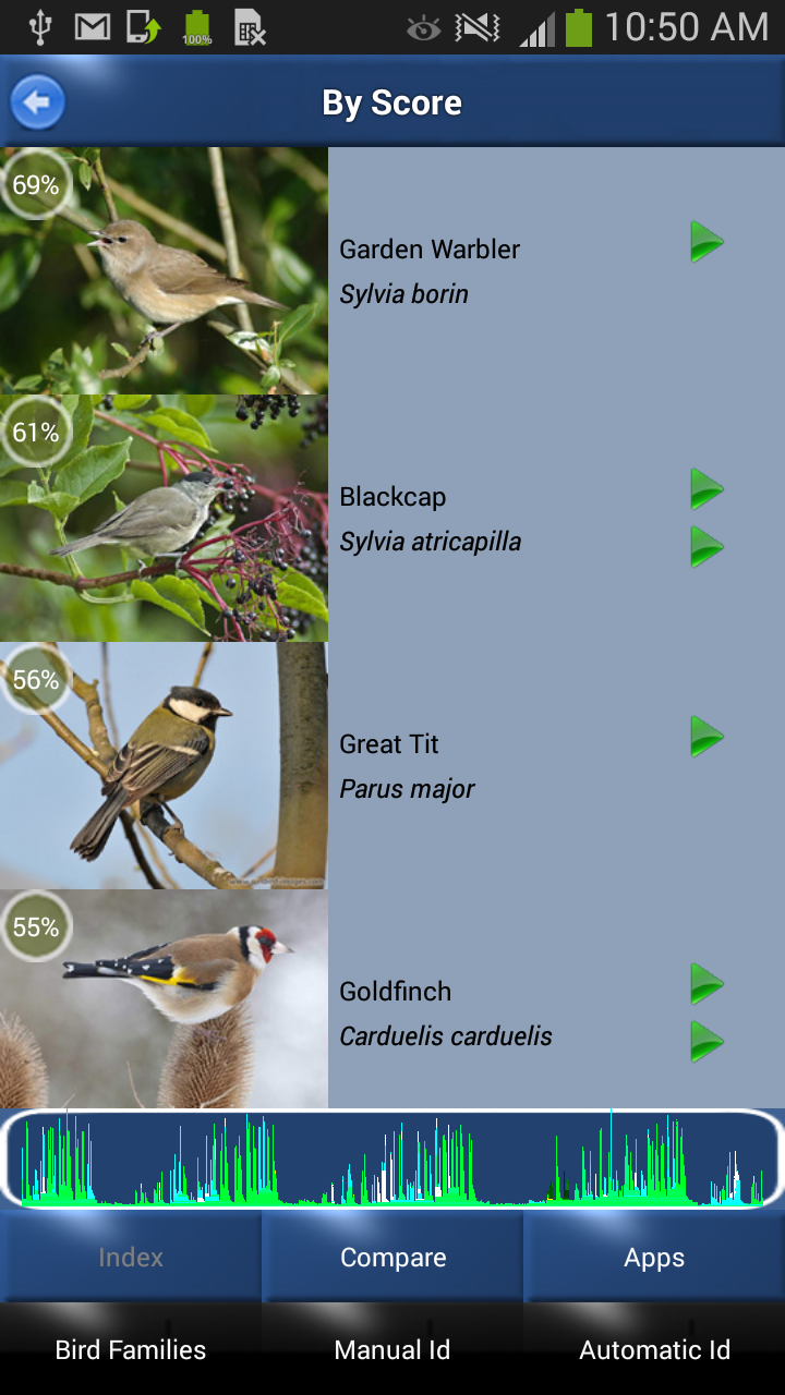 Bird Song Id: Auto Recognition Screen 1