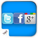 Facebook Twitter & Google+ mobile app icon