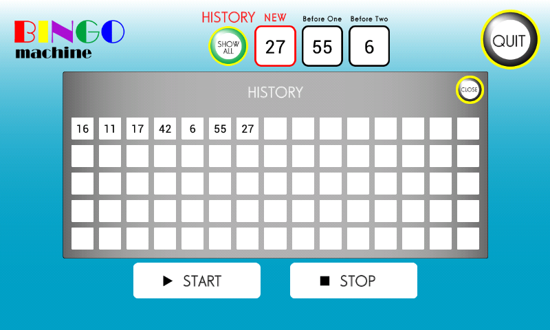 Bingo machine Screen 3