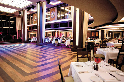 Norwegian-Epic-dining-Manhattan-Room - Norwegian Epic's Manhattan Room will make you feel like you're dining at one of New York's private supper clubs, but with floor-to-ceiling windows that give amazing ocean views.