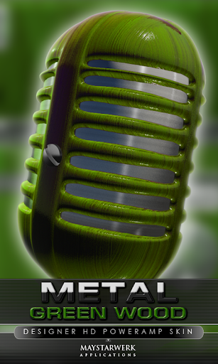 poweramp skin metal green wood