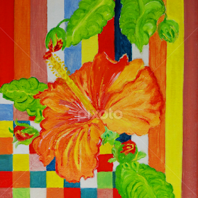hibiscus in bright colors of summer by Dubravka Bednaršek - Painting All Painting