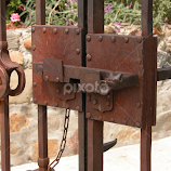 San Juan Capistrano Mission Gate and Lock by Debbie Salvesen -  