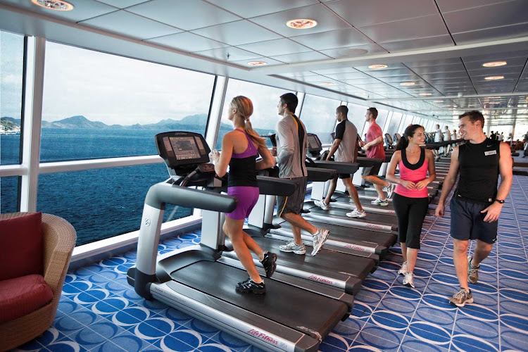 Be one with the sea during your workout on a treadmill in Celebrity Solstice's fitness center.