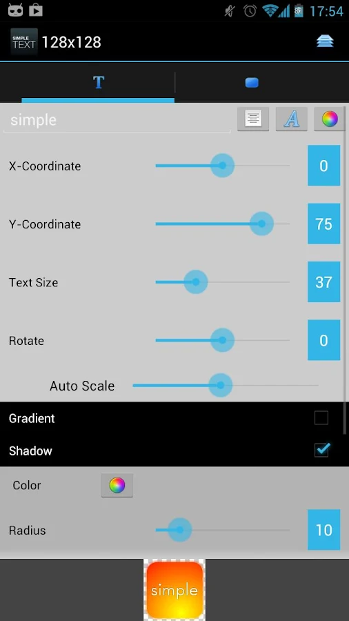 Simple Text-Text Icon Creator - screenshot