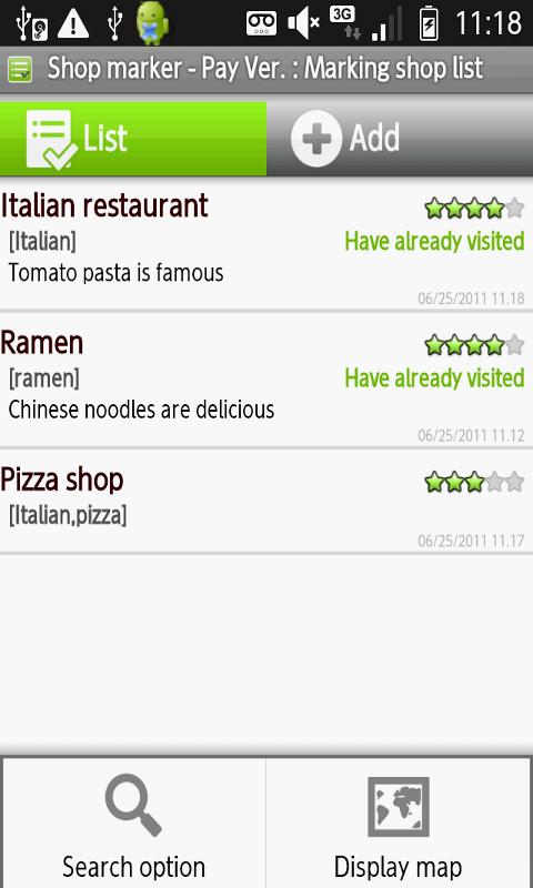 Android application My Restaurant List-PayVer(+ad) screenshort