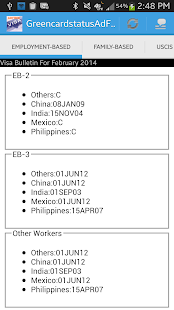 Android application VISA BULLETIN STATUS (Ad Free) screenshot