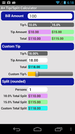 A+ Tip Split Tip Calculator