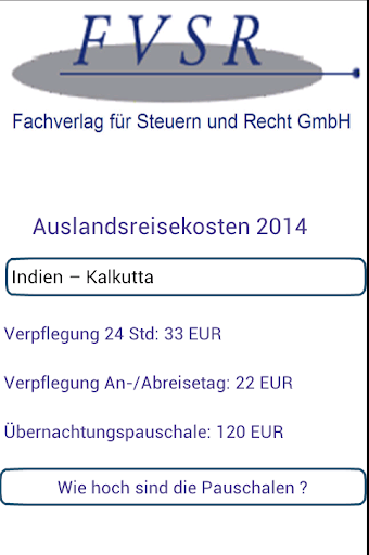 Auslandsreisekosten Pauschalen