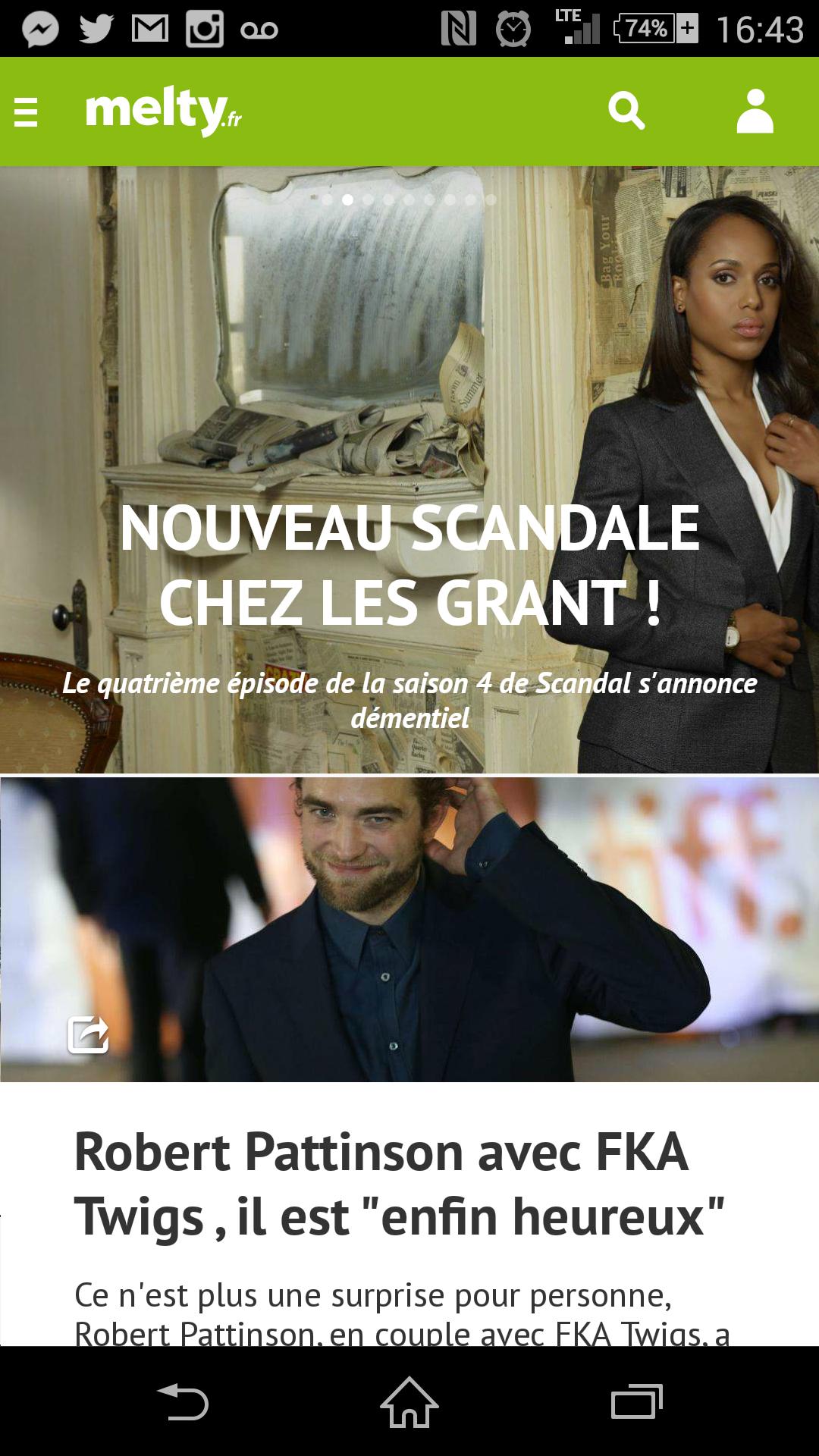 Android application melty - Actu, Quiz et Vidéos screenshort