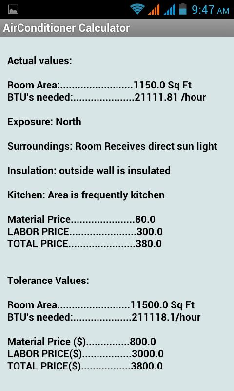 Air Conditioner Calculator Android Apps Auf Google Play