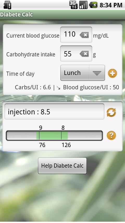 Android application Diabete Calc screenshort