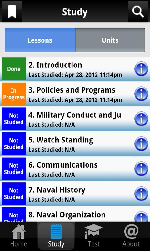 Android application US Navy PMK Pro Study Guide screenshort