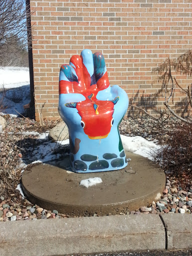 Fish Hand Statue at Mayo Clinic 