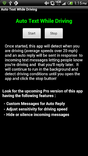 Auto Text While Driving