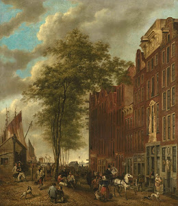 RIJKS: Willem Pieter Hoevenaar: The Slijpsteenmarkt (Whetstone Market), Amsterdam 1835