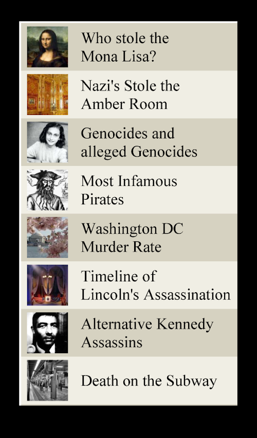 Android application Crime Lists screenshort