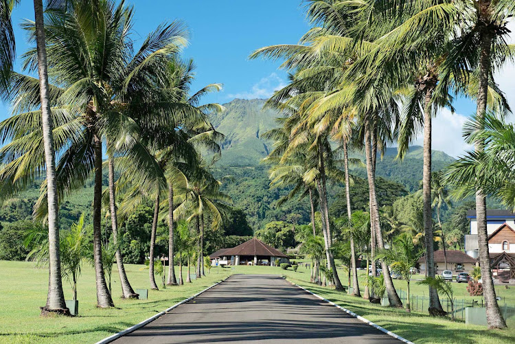 On the path to the village of Sainte-Anne, a scenic town full of beaches and bungalows.