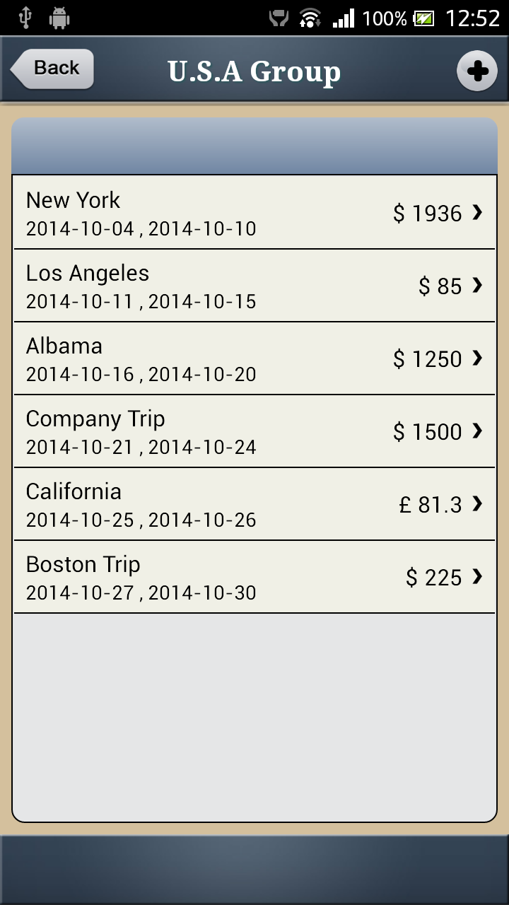 Biz Expense Tracker - Android Screen 1