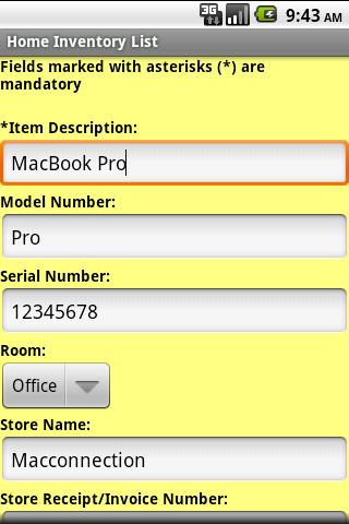 Home Inventory Organizer Screen 3