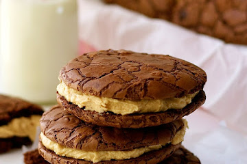 Brownie Cookie Sandwich with Peanut Butter Frosting