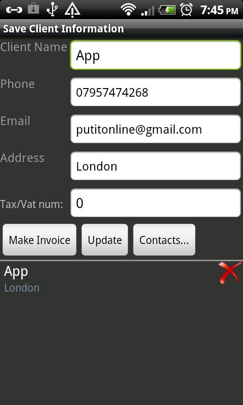 InvoiceMe Wizard - Invoice App Screen 2