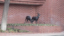 Deer Grazing in the City Uniquely Cast Sculptures